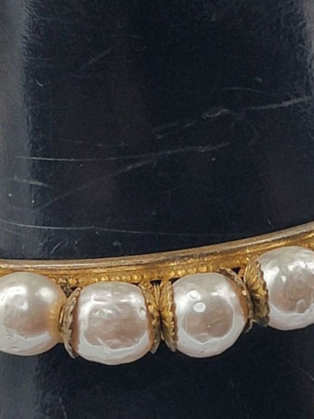 VTG Miriam Haskell Faux Baroque Pearl Clamper Bangle Bracelet Rare 1949 6.25" - Picture 2 of 16